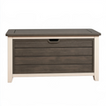 Coffre de rangement extérieur 120 x 60 x 70 cm en résine beige et marron avec couvercle