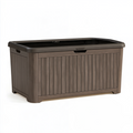 Coffre de rangement extérieur 120 x 55 x 60 cm en résine marron effet bois avec couvercle