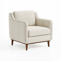 Fauteuil 85 x 80 x 85 cm en tissu beige avec pieds en bois style contemporain