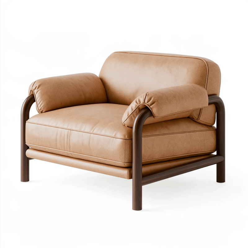 Fauteuil 105 x 90 x 78 cm en revêtement synthétique camel style contemporain