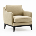 Fauteuil 85 x 88 x 86 cm en tissu beige avec pieds noirs style contemporain