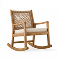Fauteuil à bascule 70 x 90 x 100 cm bois naturel rotin tressé style scandinave