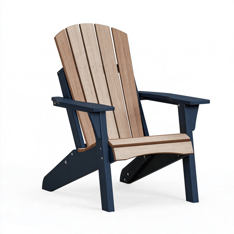 Fauteuil Adirondack 80 x 90 x 100 cm en bois bleu marine et naturel pour extérieur