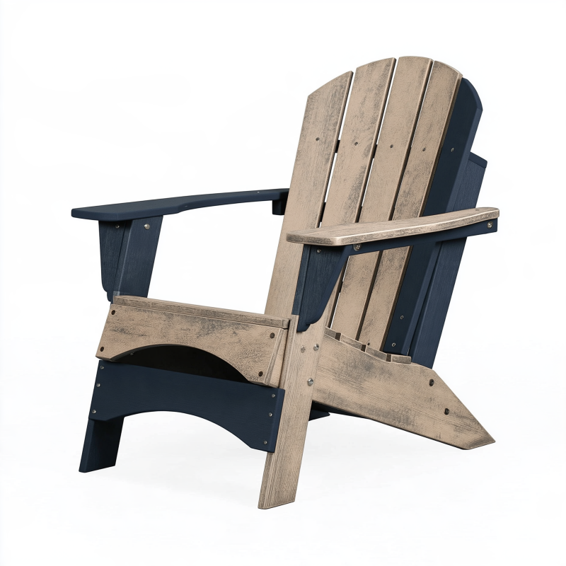 Fauteuil Adirondack 79 x 86 x 98 cm en plastique beige et bleu nuit pour extérieur