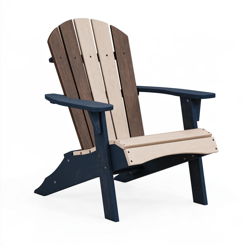 Fauteuil de jardin Adirondack 83 x 78 x 95 cm en bois bleu marine marron beige - dossier incliné