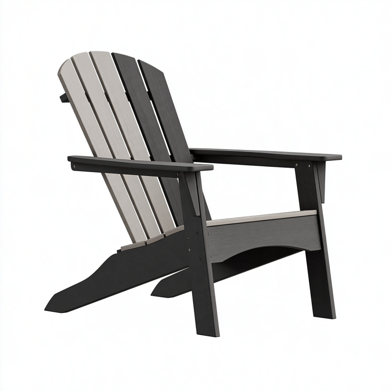 Fauteuil Adirondack 80 x 90 x 96 cm en plastique gris anthracite/gris clair pour extérieur style jardin
