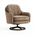 Fauteuil pivotant 82 x 86 x 92 cm en tissu taupe pour salon style contemporain