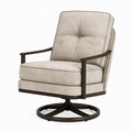Fauteuil pivotant 80 x 86 x 98 cm en tissu beige avec structure en métal style contemporain