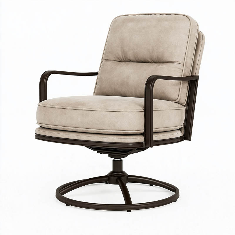 Fauteuil pivotant 82 x 76 x 92 cm tissu beige structure métal style contemporain